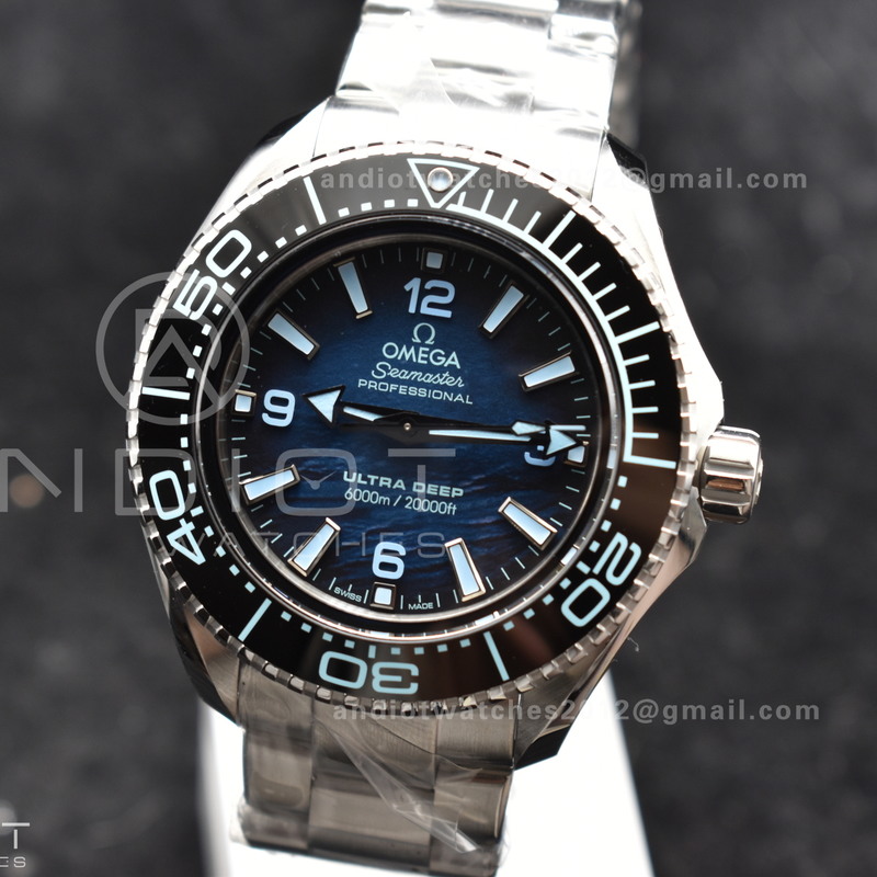 Seamaster 6000M Ultra Deep SS VSF 1:1 Best Edition Summer Blue Dial on SS Bracelet A8912 Super Clone